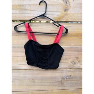 Mossimo Vintage Black Red Ruched Crop Top Cami Medium Y2K 90s Sporty Cami